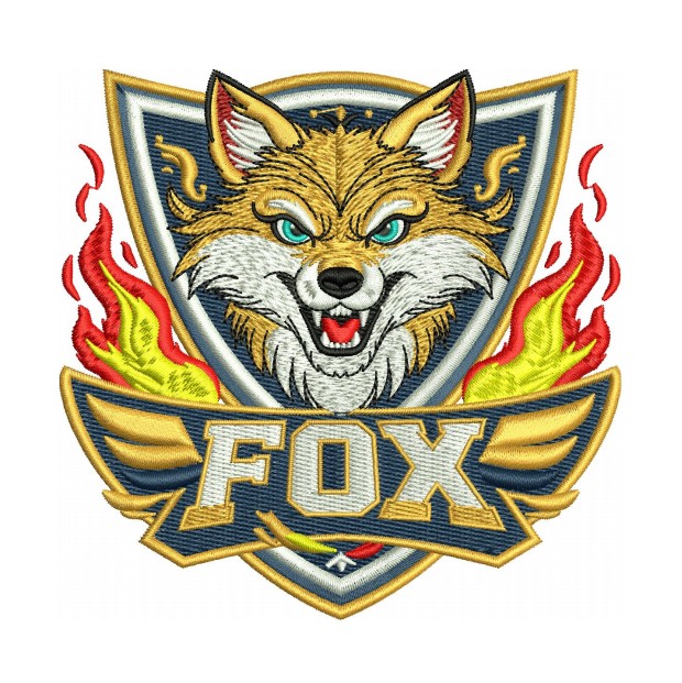 Fox mascot embroidery design for esports gaming apparel and patches