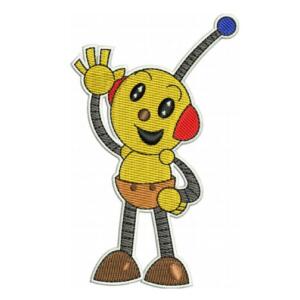 Cute robot embroidery design for kids clothing and cartoon patch projects
